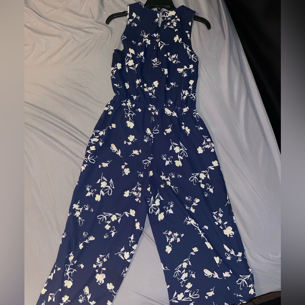 Navy, floral jumpsuit